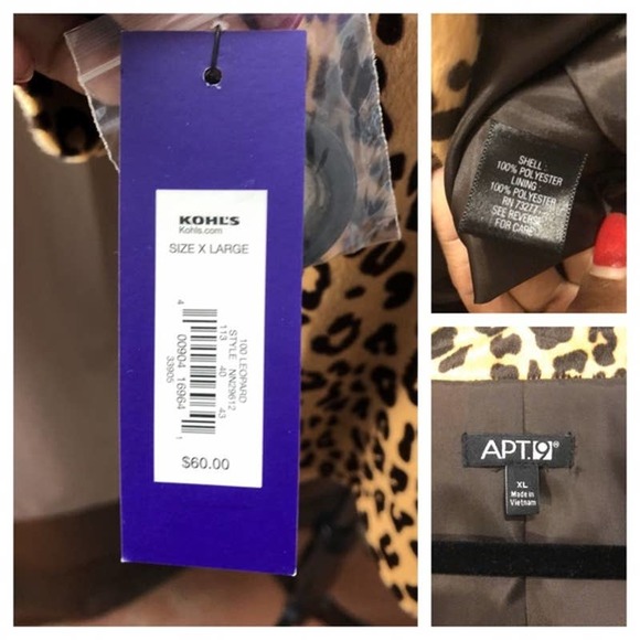 Apt 9 Retro Jacket Windbreaker 60's Style XL Leopard Print Fall Spring New Tags - Picture 7 of 10